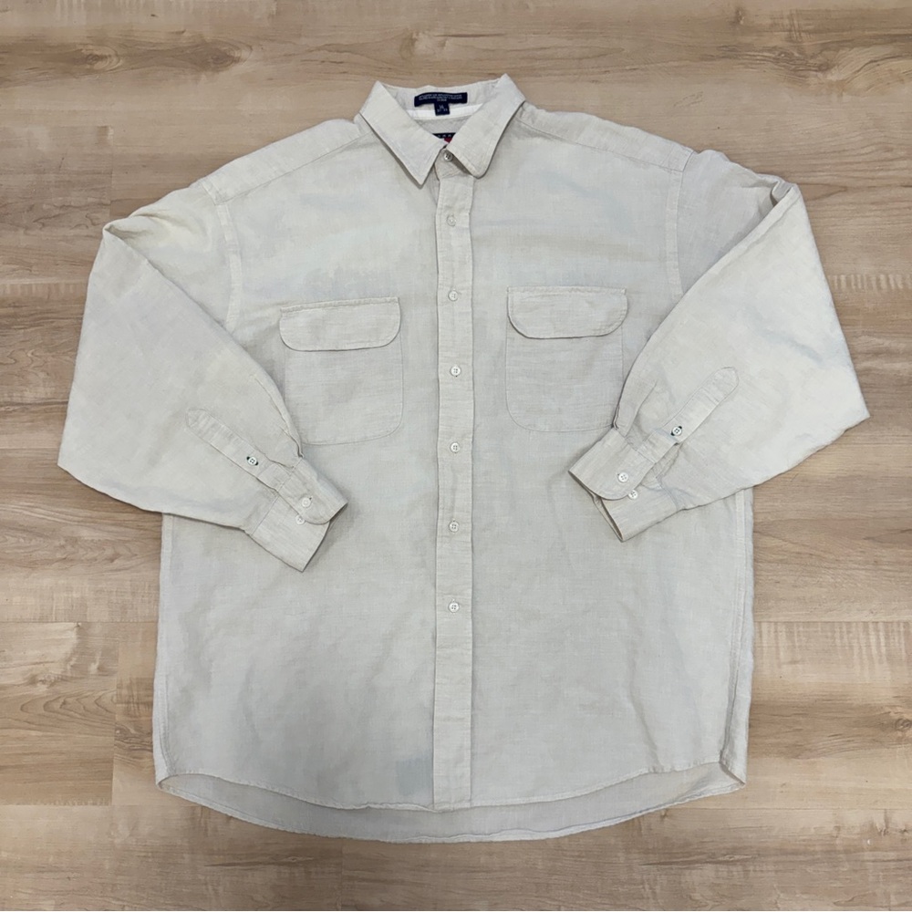Vintage Tommy Hilfiger – Linen Mix Button-Up – Men’s XL – Off-White (Hong Kong)